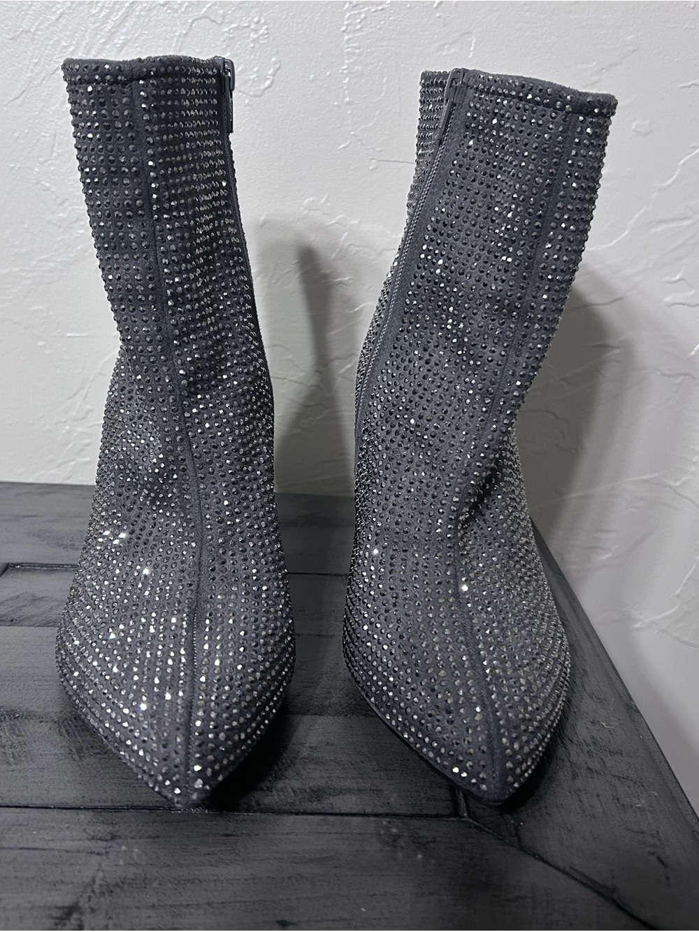 Target Dark Gray Rhinestone Stretch Ankle Booties